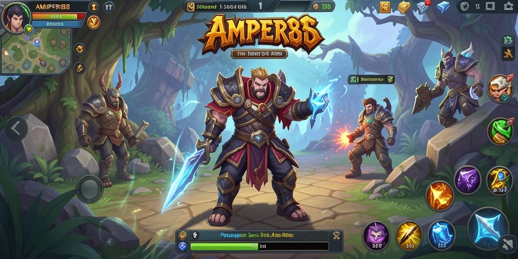Screenshot gameplay ARPG AMPER88 yang menampilkan pertempuran epik.