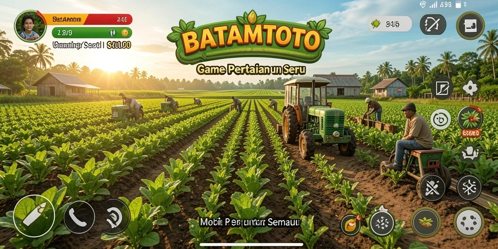 Gameplay BATAMTOTO menampilkan kebun berwarna-warni dan interaksi seru antara pemain.