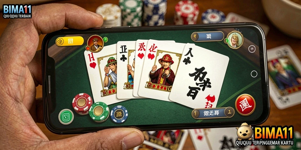 Tampilan gameplay BIMA11 yang seru dan interaktif dalam permainan QiuQiu.