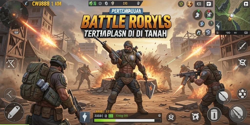 Tangkapan layar utama CW8888 menampilkan pertempuran seru di arena Battle Royale.
