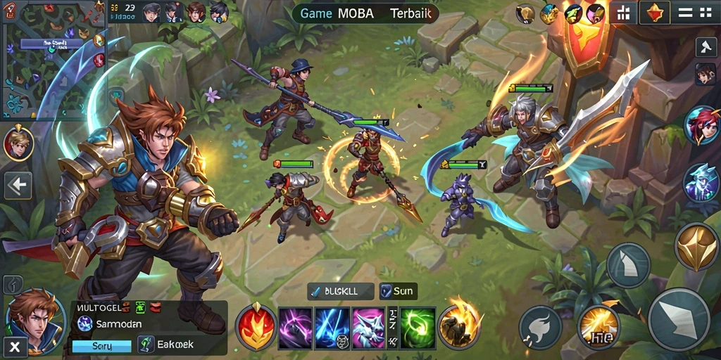 Gameplay seru DULTOGEL saat bertempur di arena MOBA.