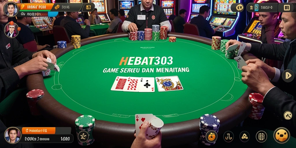 Screenshot HEBAT303 menampilkan gameplay seru dari Poker.