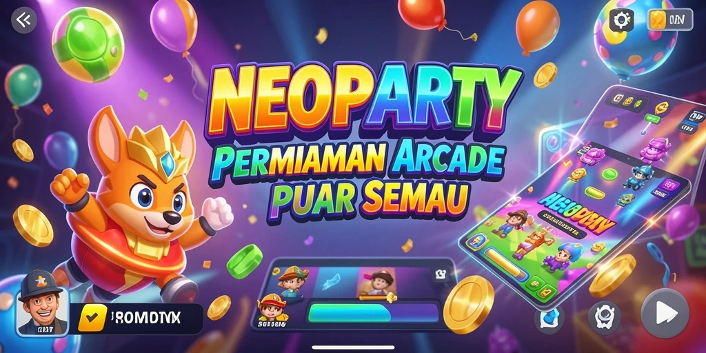 Tampilan dinamis gameplay NEOPARTY yang penuh keseruan.