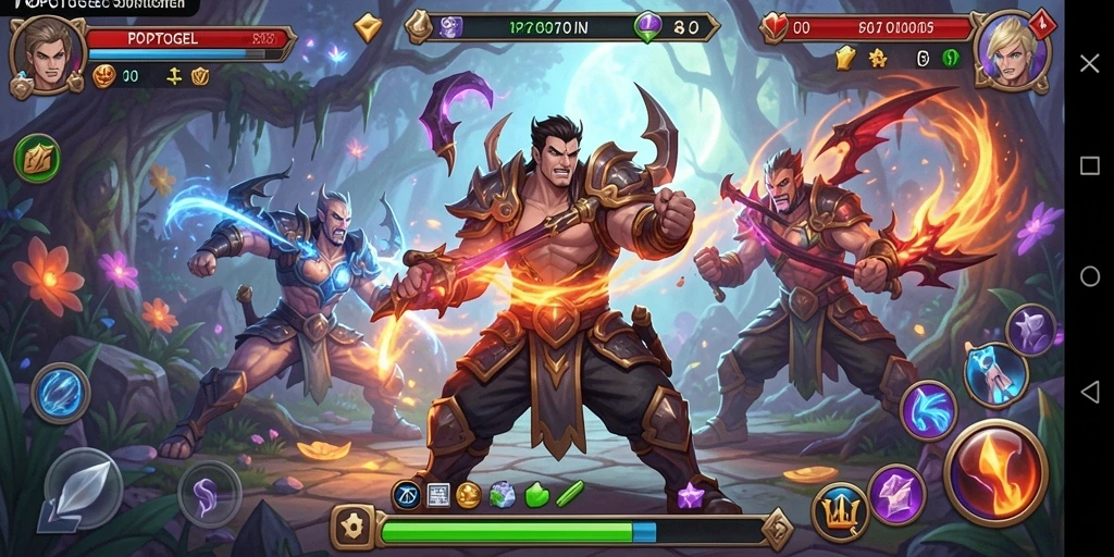 Tampilan gameplay seru dalam pertarungan epik di POPOTOGEL.