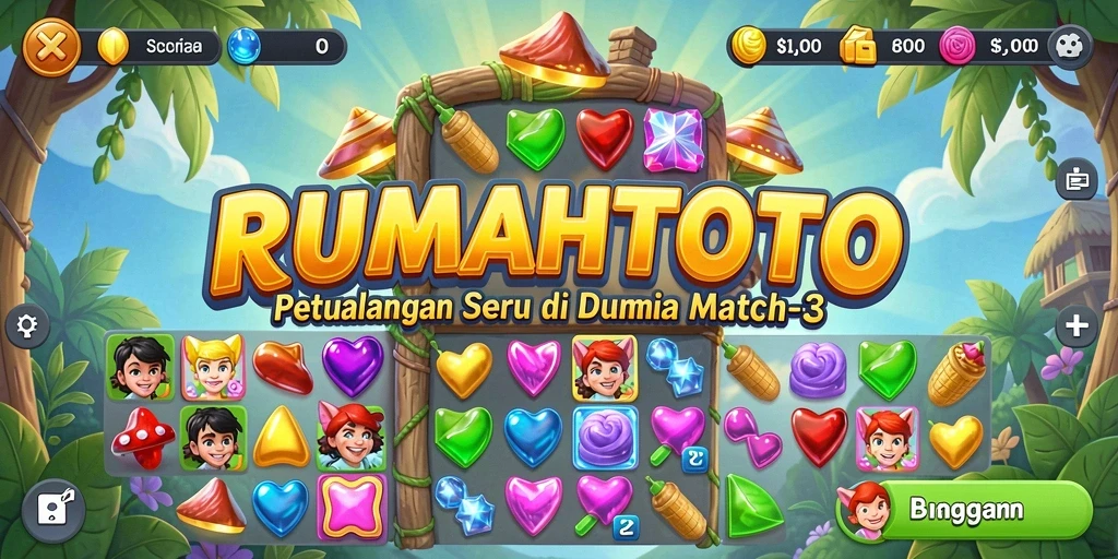 Tampilan gameplay RUMAHTOTO yang seru dan penuh warna.