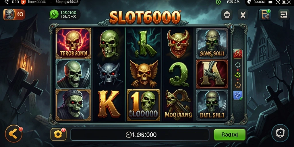 Gameplay SLOT6000 memperlihatkan suasana horor yang mencekam dan menegangkan.