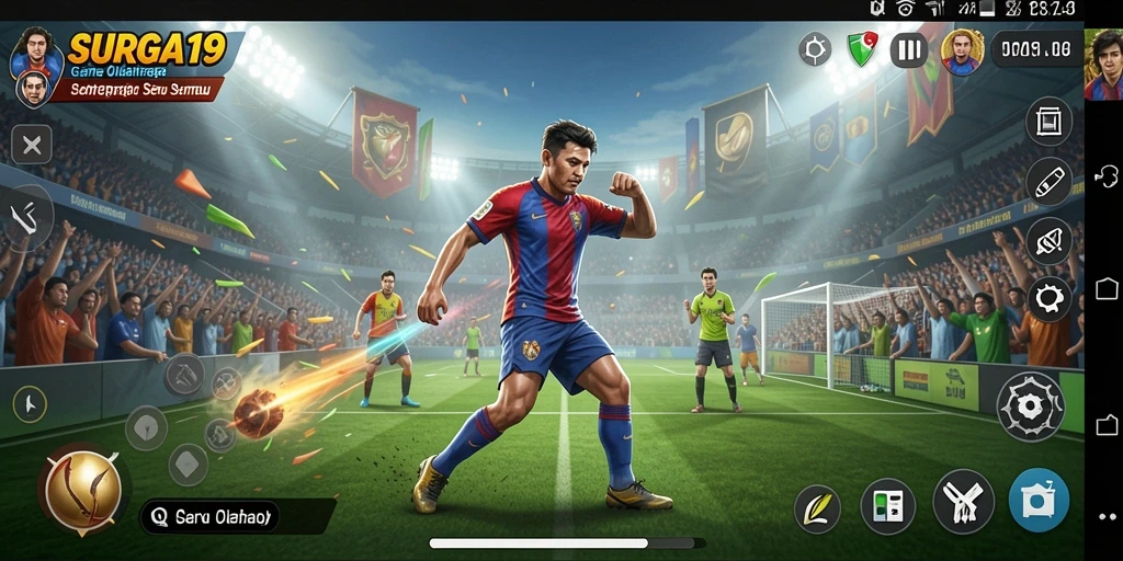Tampilan gameplay memukau dalam SURGA19 menunjukkan aksi olahraga yang seru.