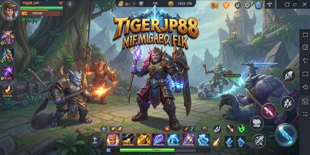 Tampilan gameplay epik dalam TIGERJP88, penuh aksi dan petualangan.