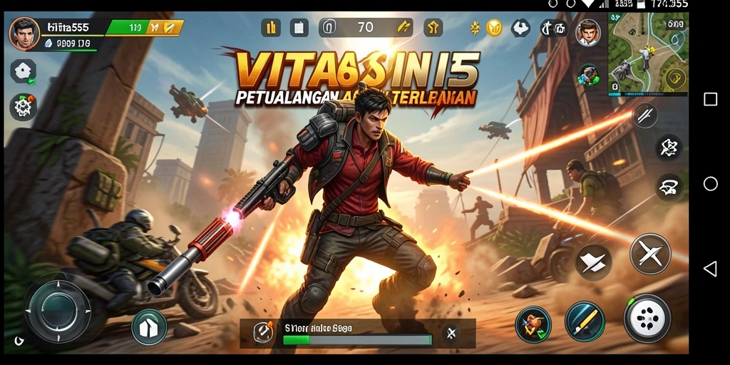 Tangkapan layar <strong>VITA555</strong> menampilkan aksi mendebarkan dalam pertempuran epik.