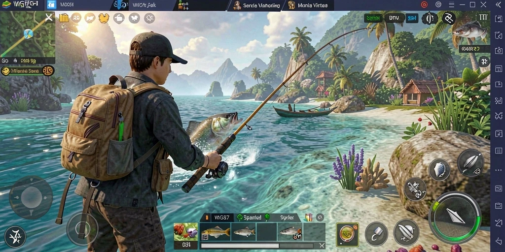 Screenshot gameplay WG87 menampilkan pengalaman memancing yang mendebarkan.