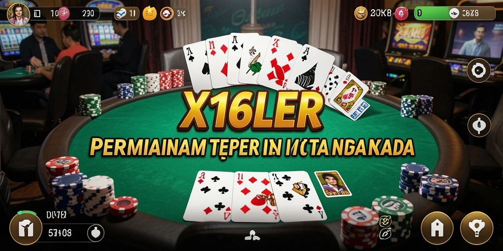Tangkapan layar gameplay X168 yang menampilkan suasana permainan Poker.